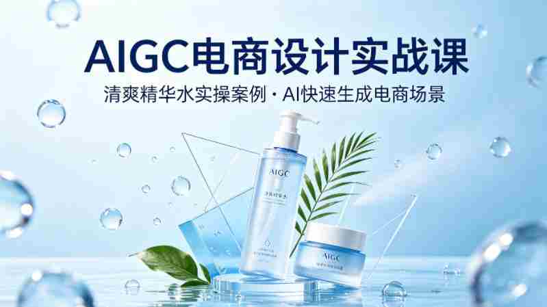 AIGC电商设计实战课,以清爽精华水为实操案例,教你用AI快速生成电商场景-有道网创