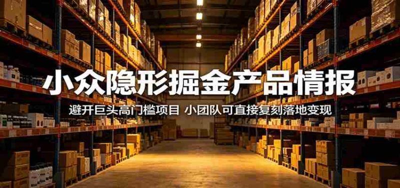 小众隐形掘金产品情报：避开巨头高门槛项目，小团队可直接复刻落地变现-有道网创