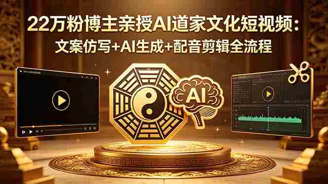 (18580期)22万粉博主亲授AI道家文化短视频:文案仿写+AI生成+配音剪辑全流程-有道网创