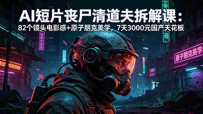 (18649期)AI短片《丧尸清道夫》拆解课:82个镜头电影感+原子朋克美学,7天3000元国产天花板-有道网创