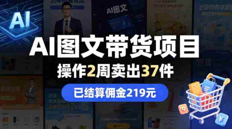 AI图文带货项目，操作2周卖出37件，已结算佣金219-有道网创