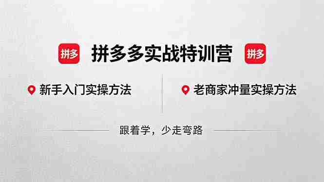 (18309期)拼多多实战特训营(更新5月3):不管是新手入门或老商家冲量,都有实操方法,跟着学,少走弯路-有道网创