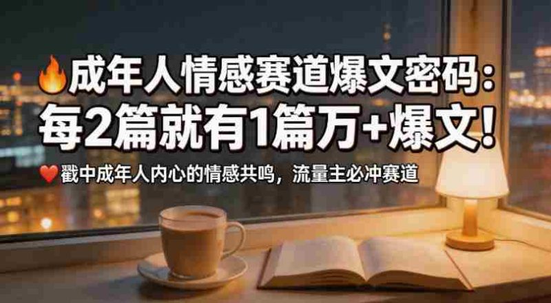公众号流量主成年人情感心理赛道,流量最大,受众最广的主流赛道之一,平均每2篇就有1篇万爆文章-有道网创