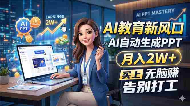 (18330期)AI教育新风口,AI自动生成PPT,月入2W+,无脑赚,告别打工-有道网创