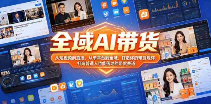 全域AI带货，从短视频到直播，从单平台到全域，打造你的带货矩阵，打造普通人也能落地的带货赛道-有道网创