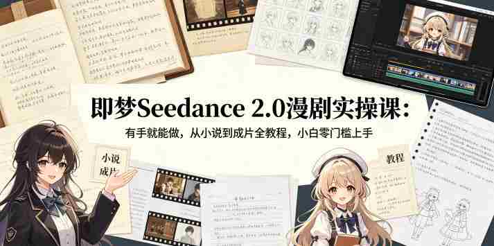 即梦Seedance 2.0漫剧实操课：有手就能做，从小说到成片全教程，小白零门槛上手-有道网创