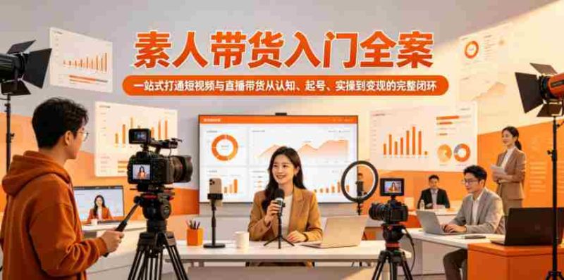 素人带货入门全案,一站式打通短视频与直播带货从认知、起号、实操到变现的完整闭环-有道网创