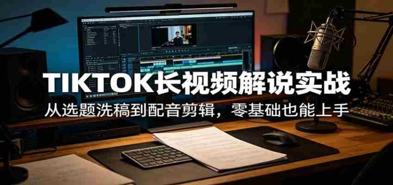 TIKTOK长视频解说实战:从选题洗稿到配音剪辑,零基础也能上手-有道网创