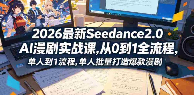 2026最新Seedance2.0 AI漫剧实战课,,从0到1全流程,单人批量打造爆款漫剧-有道网创
