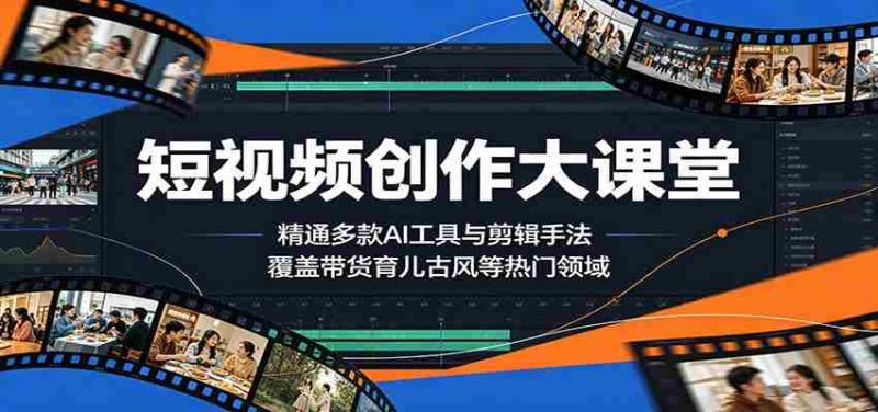 短视频创作大课堂:精通多款AI工具与剪辑手法,覆盖带货、育儿、古风等热门领域-有道网创