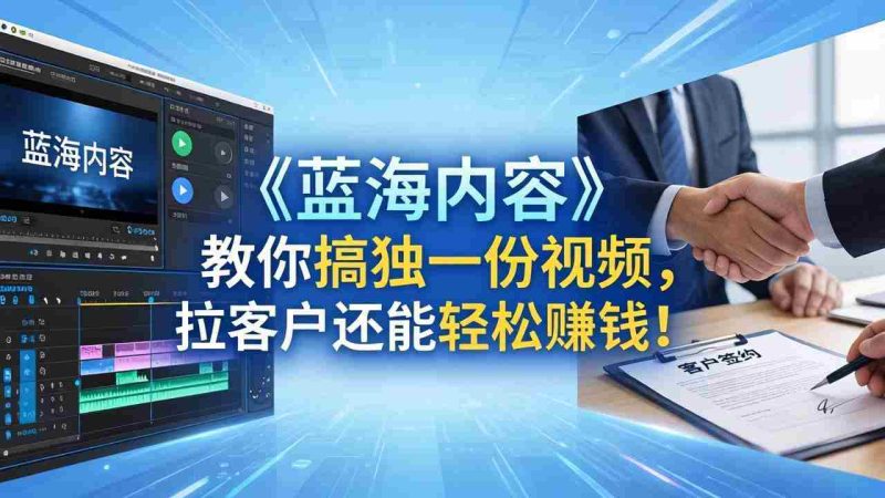 （18301期）做视频卷不动了？《蓝海内容》教你搞独一份视频，拉客户还能轻松赚钱！-有道网创