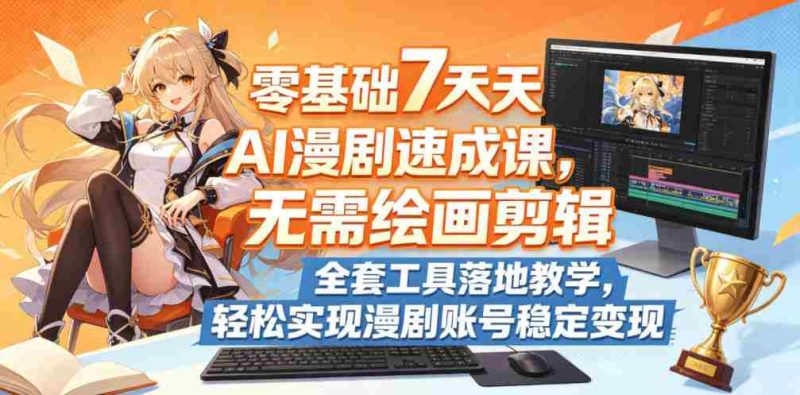 零基础7天AI漫剧速成课，无需绘画剪辑，全套工具落地教学，轻松实现漫剧账号稳定变现-有道网创
