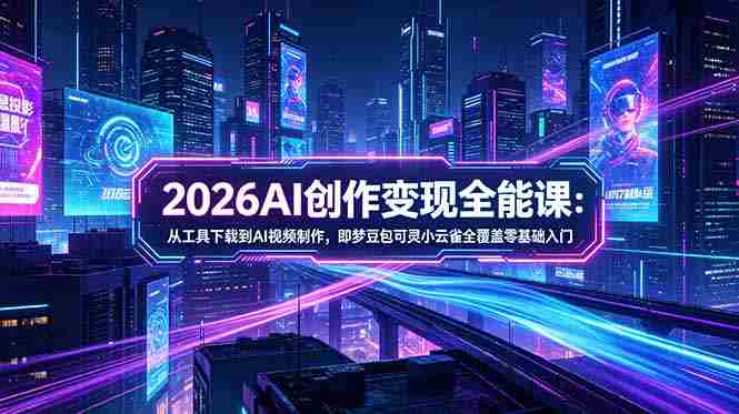 (18553期)2026AI创作变现全能课-更新5月:从工具下载到AI视频制作,即梦豆包可灵小云雀全覆盖零基础入门-有道网创