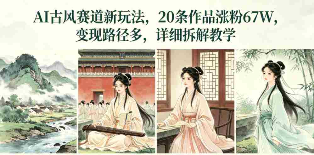 AI古风赛道新玩法，20条作品涨粉67W，变现路径多，详细拆解教学-有道网创