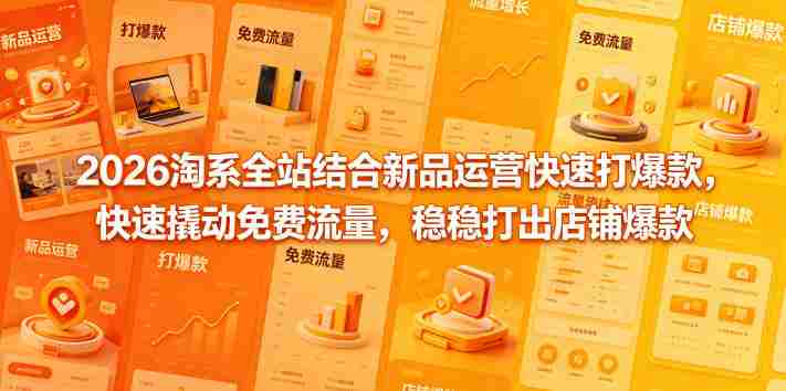 2026淘系全站结合新品运营快速打爆款，快速撬动免费流量，稳稳打出店铺爆款（更新5月12日）-有道网创