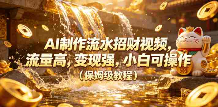 AI制作流水招财视频,流量高,变现强,小白可操作(保姆级教程)-有道网创