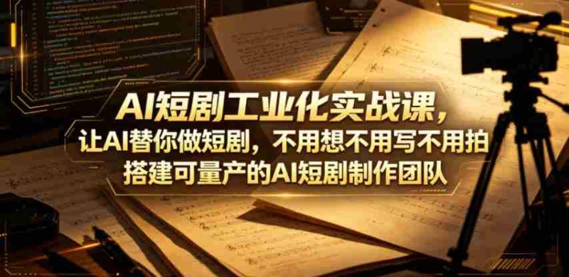 AI短剧工业化实战课,让AI替你做短剧,不用想不用写不用拍,搭建可量产的AI短剧制作团队-有道网创