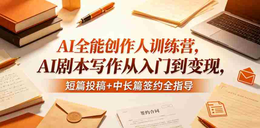 AI全能创作人训练营,AI剧本写作从入门到变现,短篇投稿+中长篇签约全指导