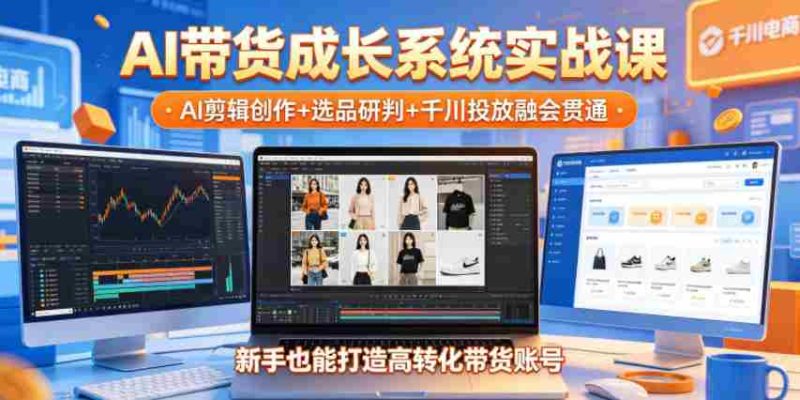 AI带货成长系统实战课，AI剪辑创作+选品研判+千川投放融会贯通，新手也能打造高转化带货账号（更新2026年）-有道网创