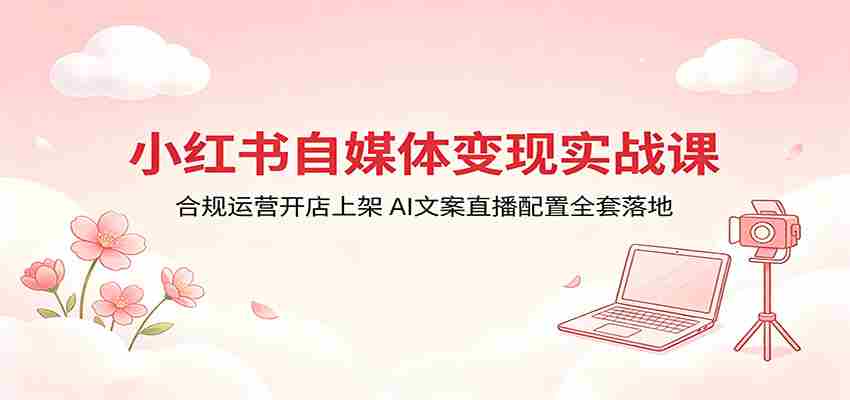 小红书自媒体变现实战课：合规运营开店上架，AI文案直播配置全套落地-有道网创