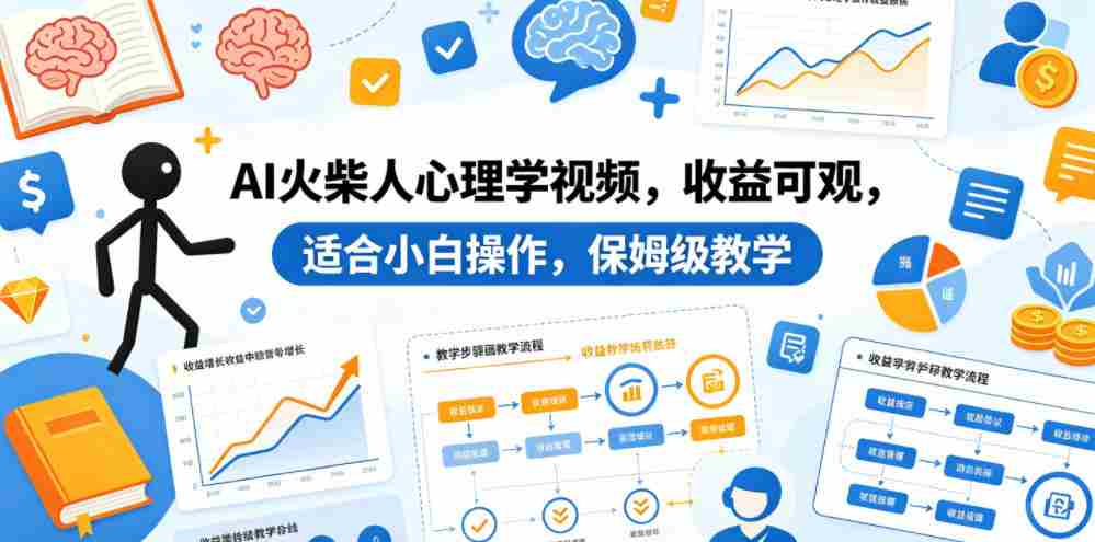 AI火柴人心理学视频，收益可观，适合小白操作，保姆级教学-有道网创