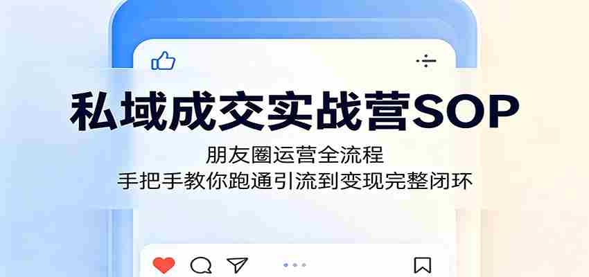 私域成交实战营SOP：朋友圈运营全流程，手把手教你跑通引流到变现完整闭环-有道网创