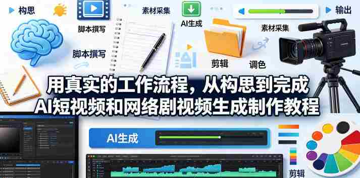 用真实的工作流程，从构思到完成AI短视频和网络剧视频生成制作教程-中英字幕-有道网创