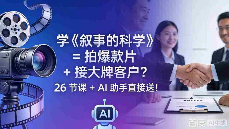 (18302期)学《叙事的科学》= 拍爆款片 + 接大牌客户?26 节课 + AI 助手直接送!-有道网创