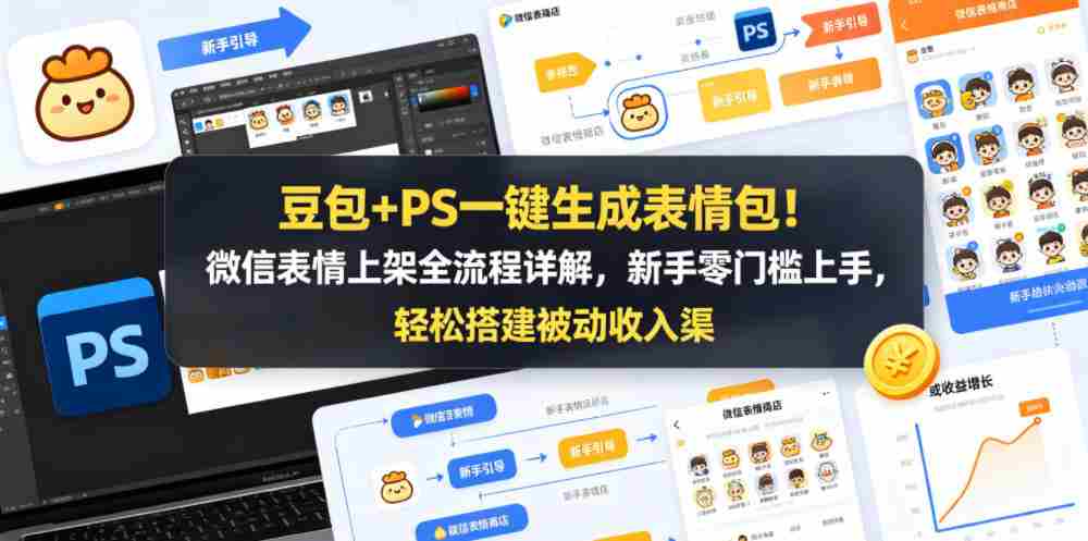 豆包+PS一键生成表情包！微信表情上架全流程详解，新手零门槛上手，轻松搭建被动收入渠道-有道网创