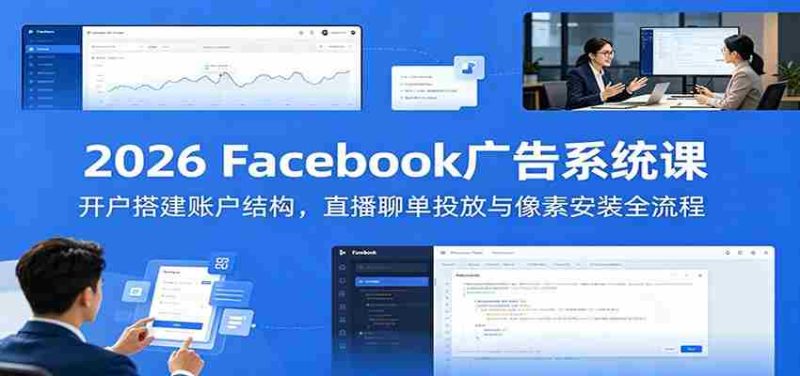 2026 Facebook广告系统课:开户搭建账户结构,直播聊单投放与像素安装全流程-有道网创