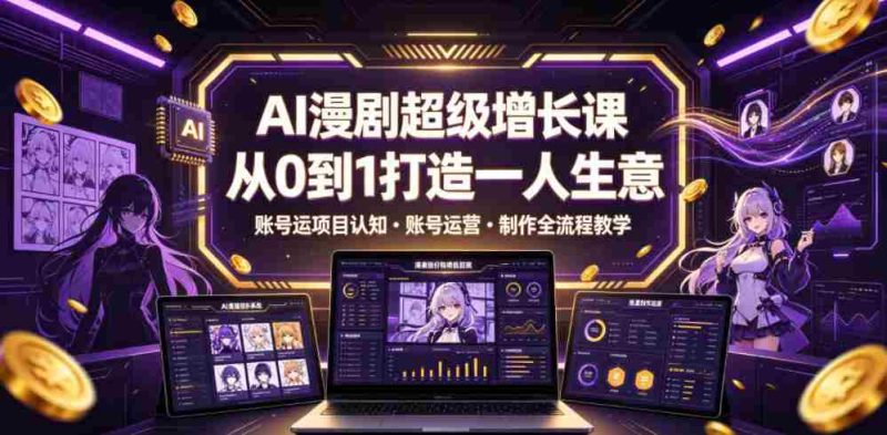 AI漫剧超级增长课,从0到1打造一人生意,项目认知・账号运营・制作全流程教学-有道网创