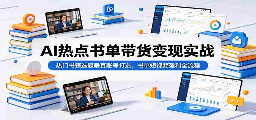 AI热点书单带货变现实战：热门书籍选题垂直账号打造，书单短视频盈利全流程-有道网创