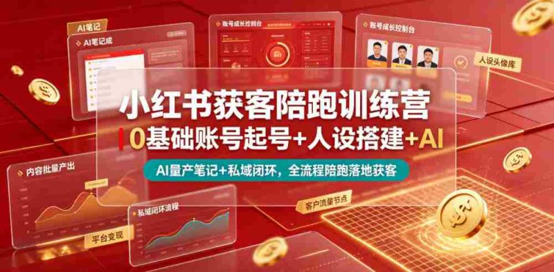 小红书获客陪跑训练营|0基础账号起号+人设搭建+AI量产笔记+平台变现+私域闭环,全流程陪跑落地获客-有道网创