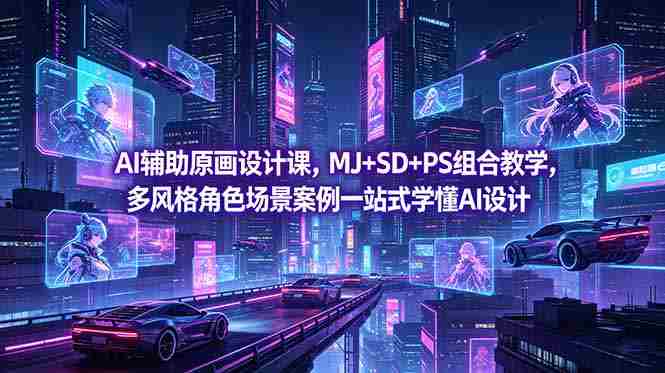 （18731期）AI辅助原画设计课，MJ+SD+PS组合教学，多风格角色场景案例一站式学懂AI设计-有道网创