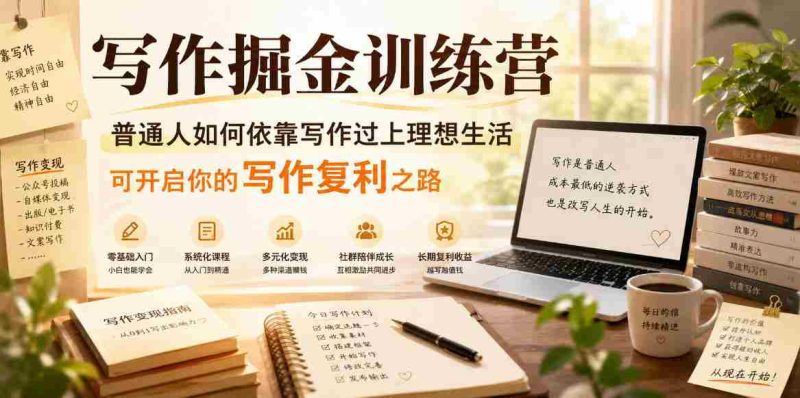 写作掘金训练营，普通人如何依靠写作过上理想生活，可开启你的写作复利之路（更新6月）-有道网创