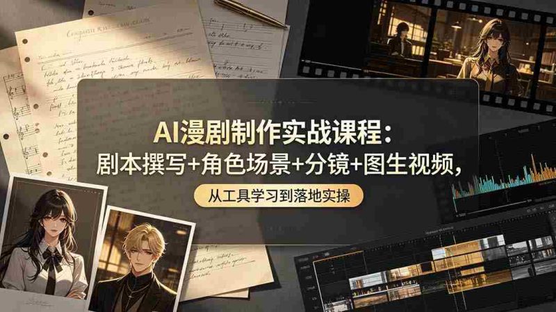 (19020期)AI漫剧制作实战课程:剧本撰写+角色场景+分镜+图生视频,从工具学习到落地实操-有道网创