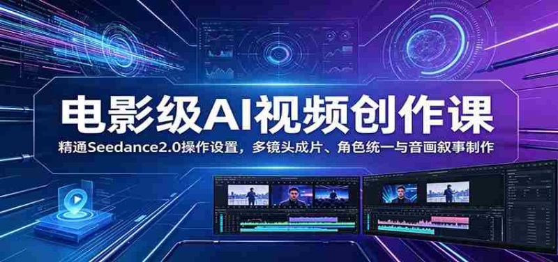 电影级AI视频创作课:精通Seedance2.0操作设置,多镜头成片、角色统一与音画叙事制作-有道网创