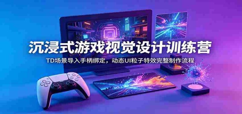 沉浸式游戏视觉设计训练营:TD场景导入手柄绑定,动态UI粒子特效完整制作流程-有道网创