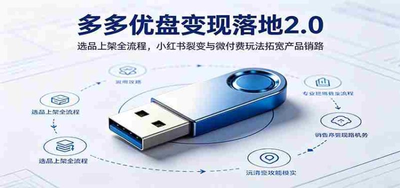 多多优盘变现落地2.0:选品上架全流程,小红书裂变与微付费玩法拓宽产品销路-有道网创