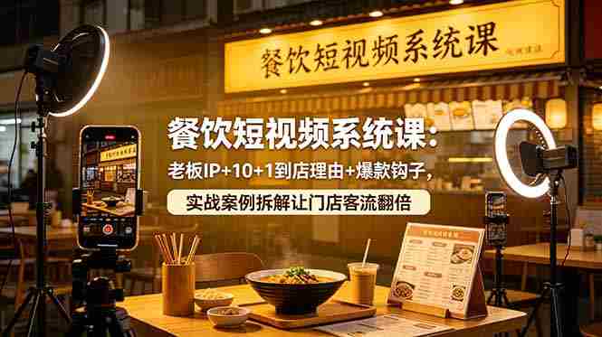 （18712期）餐饮短视频系统课：老板IP+10+1到店理由+爆款钩子，实战案例拆解让门店客流翻倍-有道网创