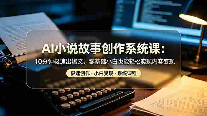 (19053期)AI小说故事创作系统课:10分钟极速出爆文,零基础小白也能轻松实现内容变现-有道网创