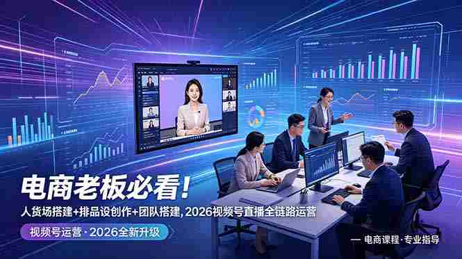 (18845期)电商老板必看!人货场搭建+排品设计+素材创作+团队搭建,2026视频号直播全链路运营-有道网创