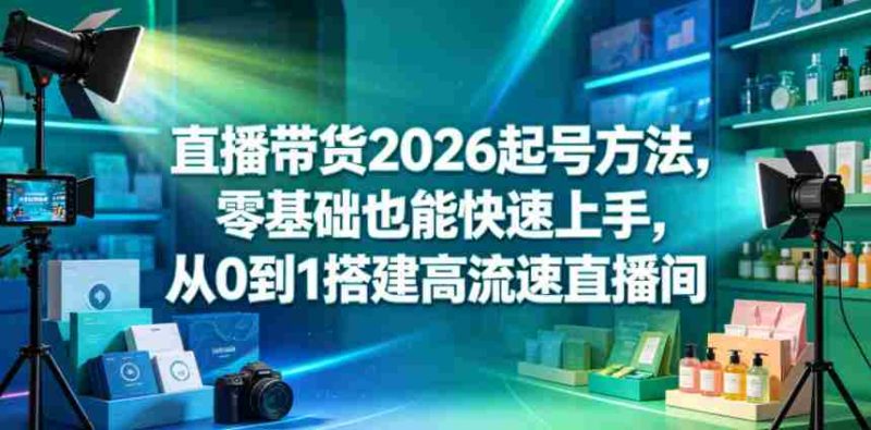 直播带货2026起号方法,零基础也能快速上手,从0到1搭建高流速直播间-有道网创