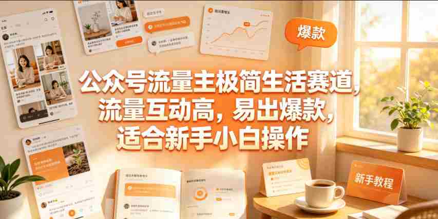 公众号流量主极简生活赛道,流量互动高,易出爆款,适合新手小白操作