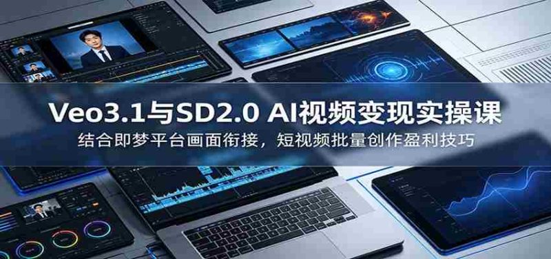 Veo3.1与SD2.0 AI视频变现实操课课:结合即梦平台画面衔接,短视频批量创作盈利技巧-有道网创