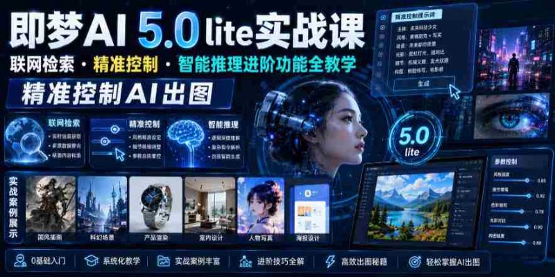 即梦AI 5.0 lite实战课，联网检索・精准控制・智能推理进阶功能全教学，精准控制AI出图-有道网创
