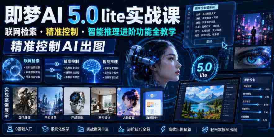 即梦AI 5.0 lite实战课，联网检索・精准控制・智能推理进阶功能全教学，精准控制AI出图-有道网创