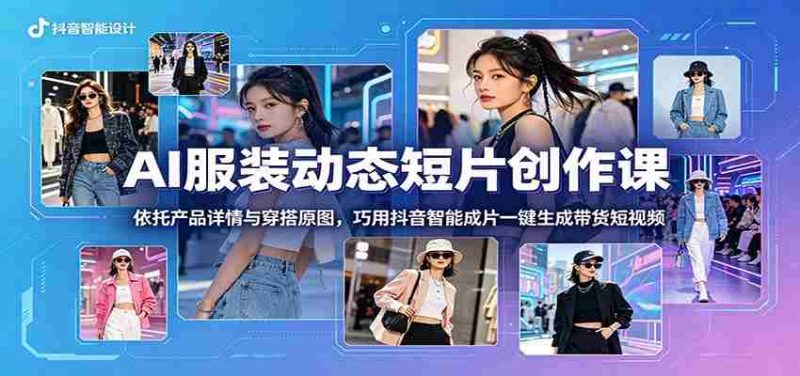 AI服装动态短片创作课：依托产品详情与穿搭原图，巧用抖音智能成片一键生成带货短视频-有道网创