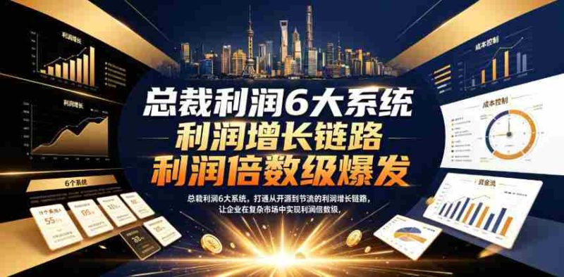 总裁利润6大系统,打通从开源到节流的利润增长链路,让企业在复杂市场中实现利润倍数级爆发-有道网创