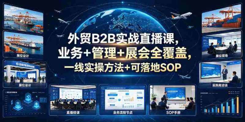 外贸B2B实战直播课,业务+管理+展会全覆盖,一线实操方法+可落地SOP-有道网创